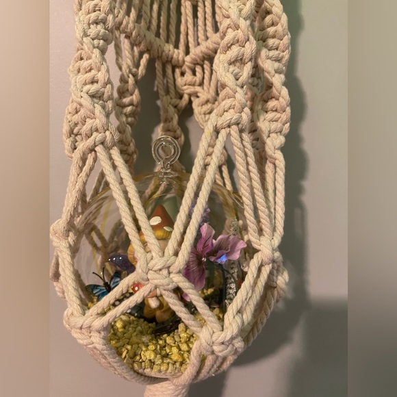 Other - Handmade macrame wall hanging with mystical fairy garden in glass globe
